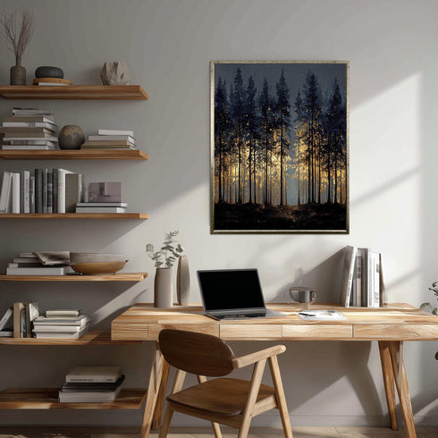 Karanlık Gizemli Gece Ormanı Tablo