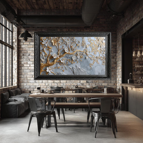 Lüks Stil Yağlı Boya Görünümlü Ağaç Tablo