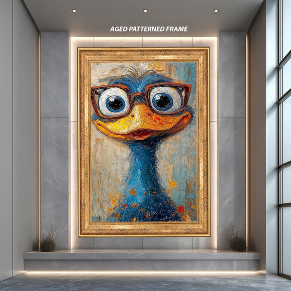 Funny Bird Wall Art Print, Colorful Animal with Glasses Poster, Quirky Modern Pop Art Print, Whimsical Cartoon Style Home Decor