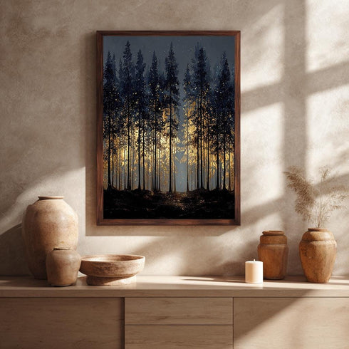 Karanlık Gizemli Gece Ormanı Tablo