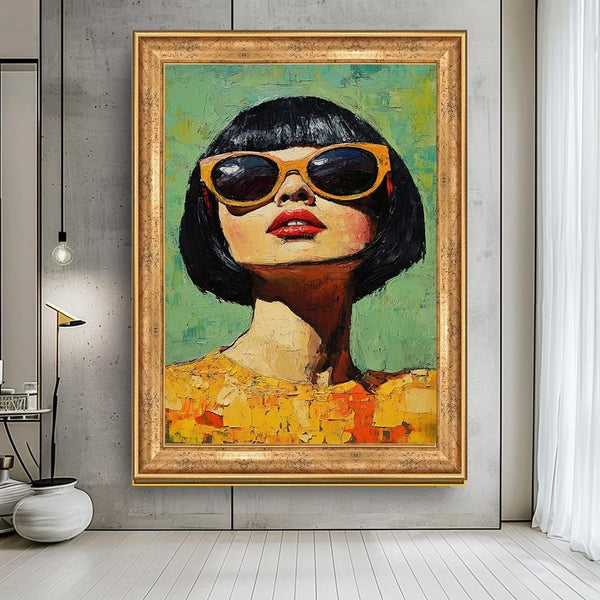 Pop Art Gözlüklü kadın Tablosu