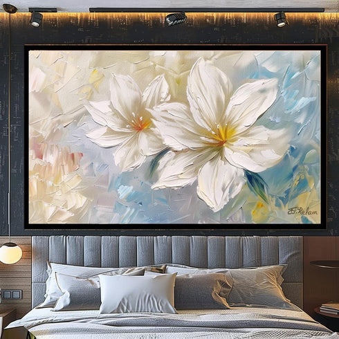 Beyaz Manolya Çiçek Tablo