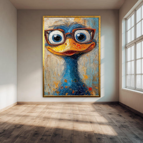 Funny Bird Wall Art Print, Colorful Animal with Glasses Poster, Quirky Modern Pop Art Print, Whimsical Cartoon Style Home Decor