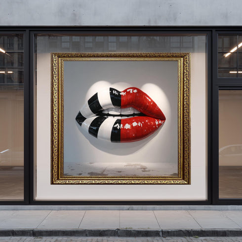 Large Pop Art Lips Wall Sculpture Red Black White Modern 3D Wall Art Contemporary Lip Decor Bold Statement Piece for Home Office