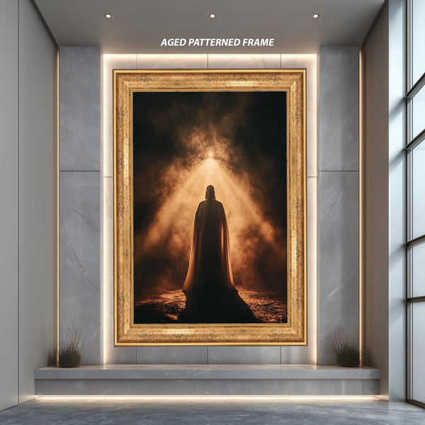 Spiritual Silhouette Wall Art Print, Mystical Light and Shadow Poster, Divine Inspirational Artwork, Dramatic Religious Home Decor