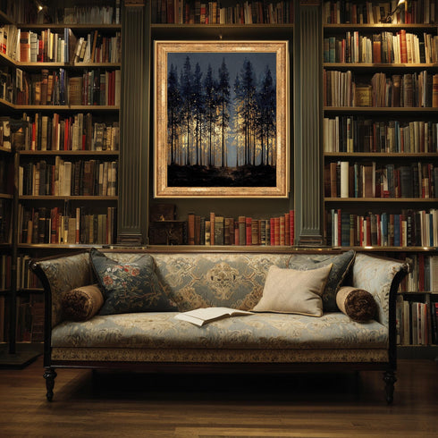 Karanlık Gizemli Gece Ormanı Tablo