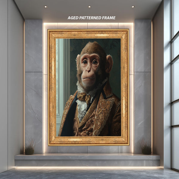 Aristocrat Monkey Portrait Wall Art, Funny Victorian Animal Print on Canvas, Regal Monkey Decor for Eclectic or Whimsical Interiors