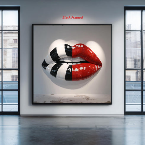 Large Pop Art Lips Wall Sculpture Red Black White Modern 3D Wall Art Contemporary Lip Decor Bold Statement Piece for Home Office