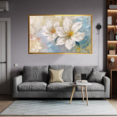 Beyaz Manolya Çiçek Tablo