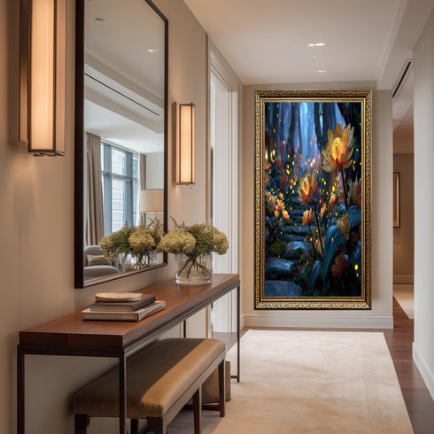 Fantazi Işıklı Çiçekler Tablo