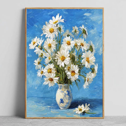 Beyaz Çiçekler Kavanozda Tablo