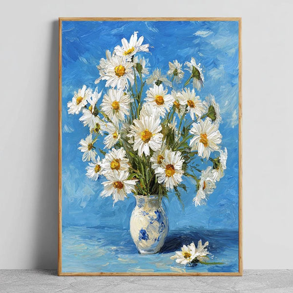 Beyaz Çiçekler Kavanozda Tablo