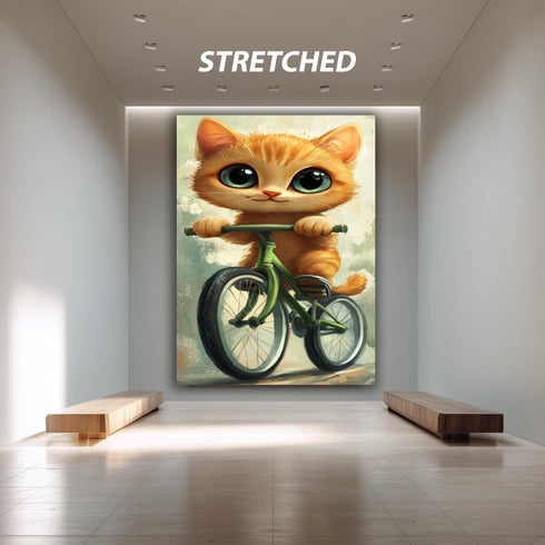 Bisiklet Süren Kedi Tablosu