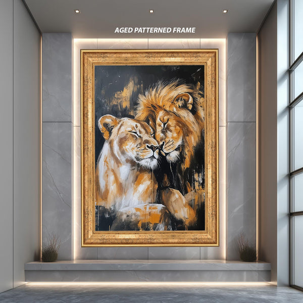 Lion Couple Wall Art Print, Romantic Wildlife Print Poster, Majestic Animal Love Artwork, Safari King and Queen Home Decor