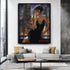 Woman in Black Dress Canvas Print, Sensual Cityscape Wall Art, Modern Sexy Woman with Martini Painting, Glamorous Nightlife Decor