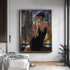 Woman in Black Dress Canvas Print, Sensual Cityscape Wall Art, Modern Sexy Woman with Martini Painting, Glamorous Nightlife Decor