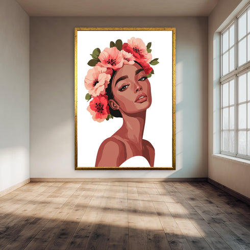 Çiçekli Kadın Tablosu