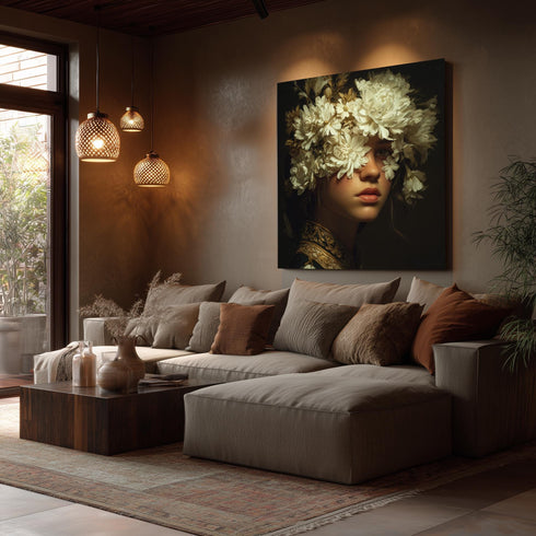 Çiçekli Kadın Tablo