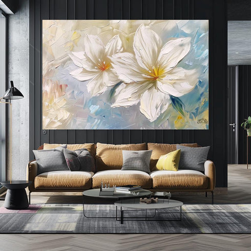 Beyaz Manolya Çiçek Tablo