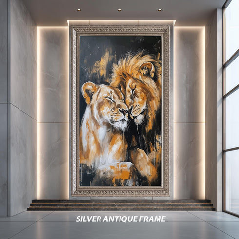 Lion Couple Wall Art Print, Romantic Wildlife Print Poster, Majestic Animal Love Artwork, Safari King and Queen Home Decor