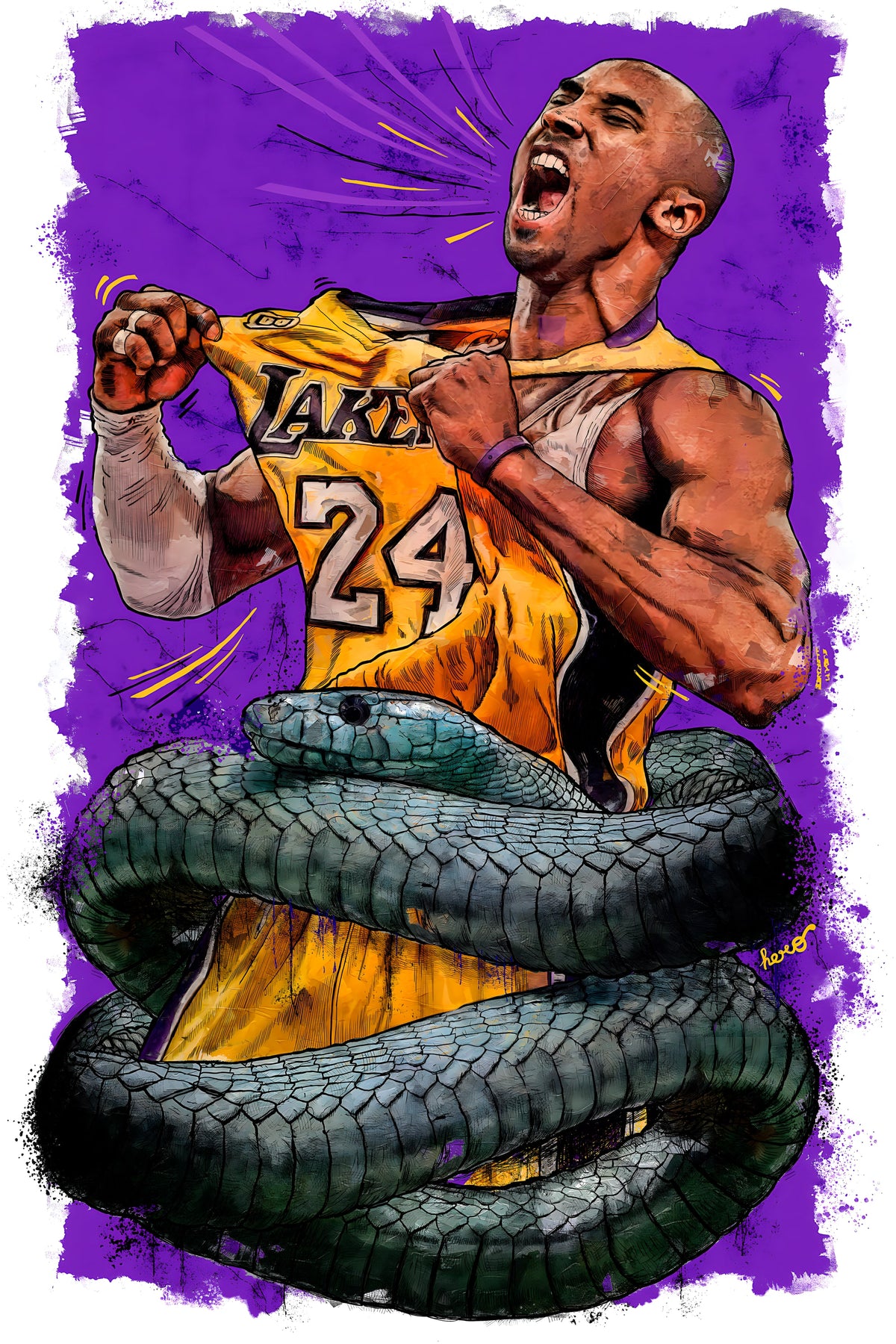 Kobe Bryant Lakers 24 Portre Dikey Kanvas Tablo