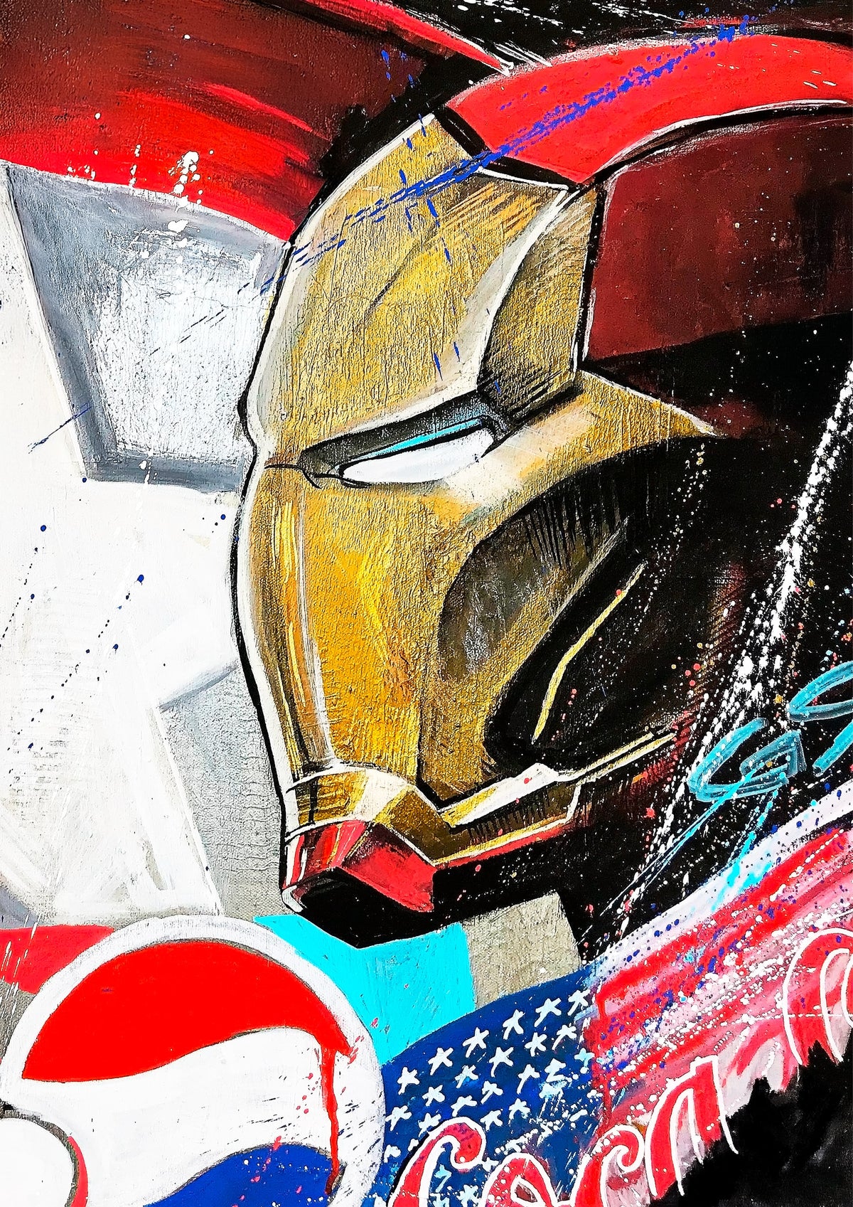 Iron Man Pop Art Portre Dikey Kanvas Tablo