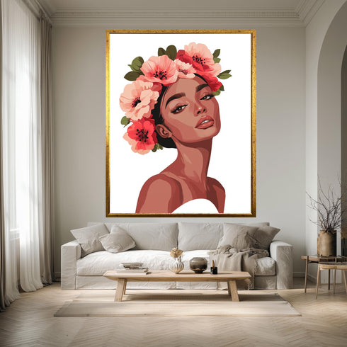 Çiçekli Kadın Tablosu