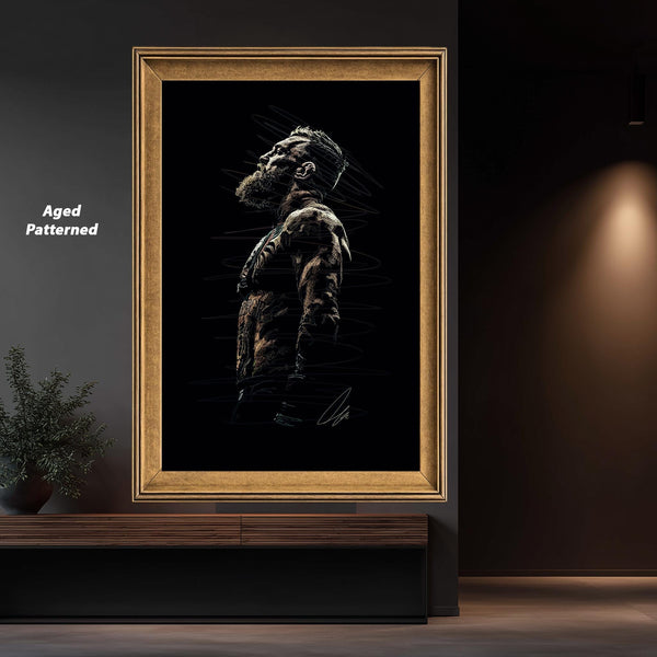 Abstract Fighter Portrait Canvas Art, Modern Line Art Athlete Wall Decor, Strength and Power Poster, Inspirational Gym Artwork Gift