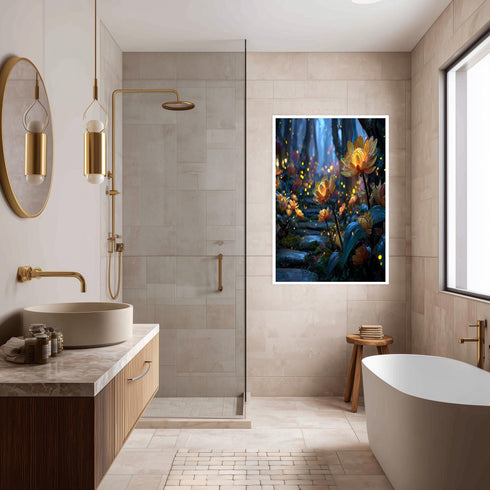 Fantazi Işıklı Çiçekler Tablo