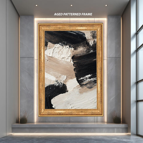 Soyut Siyah ve Krem Rengi Tablo