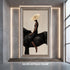 Minimalist Fashion Photography Wall Art, Woman on Black Horse Print, Modern Neutral Decor, Contemporary Fine Art Poster for Home