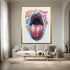 Bold Tongue Pop Art Street Style Canvas, Graffiti Mouth Wall Art, Urban Contemporary Print for Modern Loft or Teen Room Decor