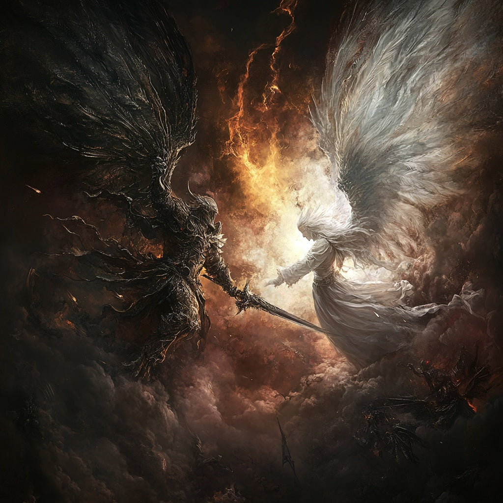Karanlık Melek ve Işık Meleği Göksel Savaş Kanvas Tablo