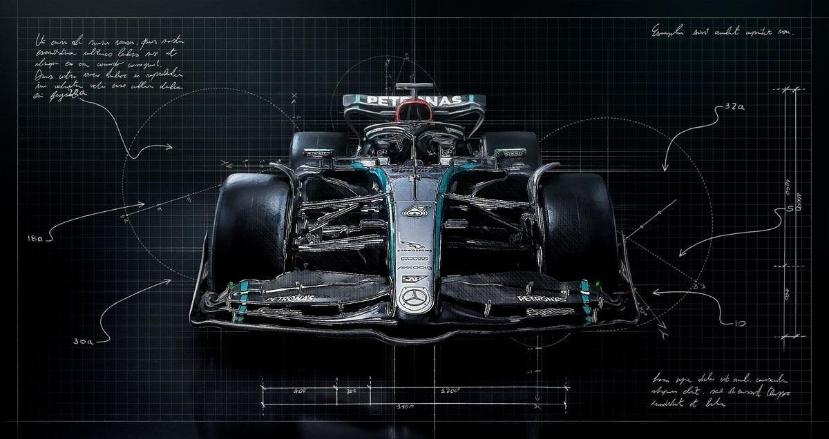 Mercedes F1 Gece Teknik Çizim No.1 Yatay Kanvas Tablo