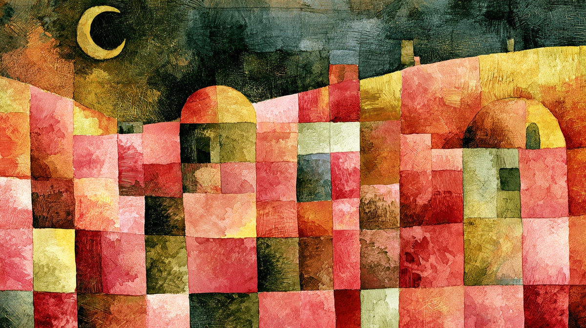 Pembe Kareler Modernist Suluboya Yatay Kanvas Tablo