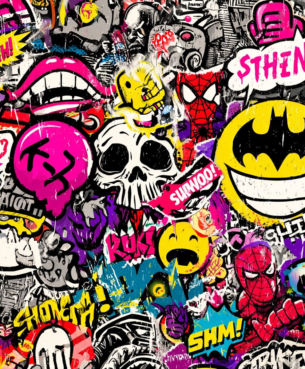Renkli Grafiti Pop Art Urban Kanvas Tablo