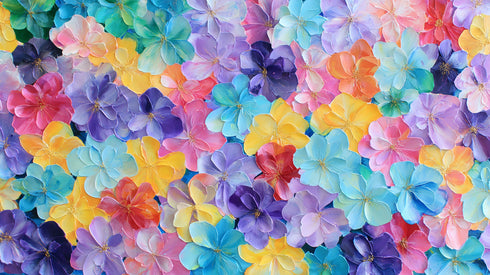 Renkli Pastel Çiçekler Tablosu Soyut Modern Floral Kanvas Duvar Dekoru Salon Yatak Odası Çocuk Odası İçin Canlı ve Neşeli Tasarım