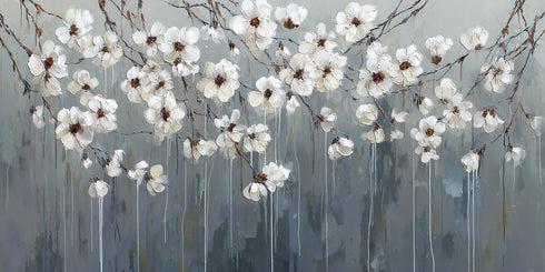 Beyaz Çiçekli Dal Tablosu Modern Soyut Floral Kanvas Duvar Dekoru Salon Yatak Odası Ofis İçin Büyük Boy Zarif Tasarım (Kopya)