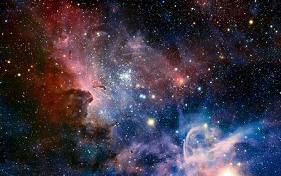 Renkli Nebula ve Yıldızlar Yatay Kanvas Tablo