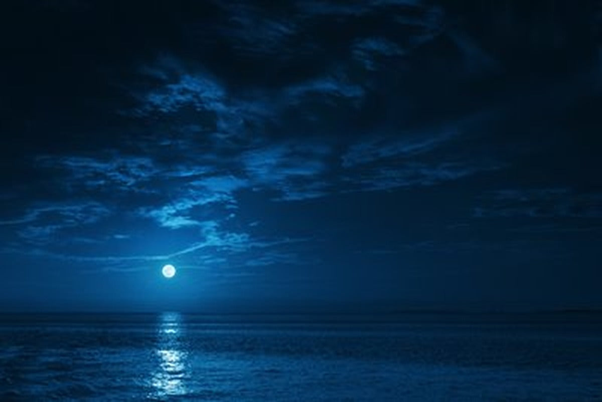 Gece Denizinde Ay Işığı Yatay Kanvas Tablo