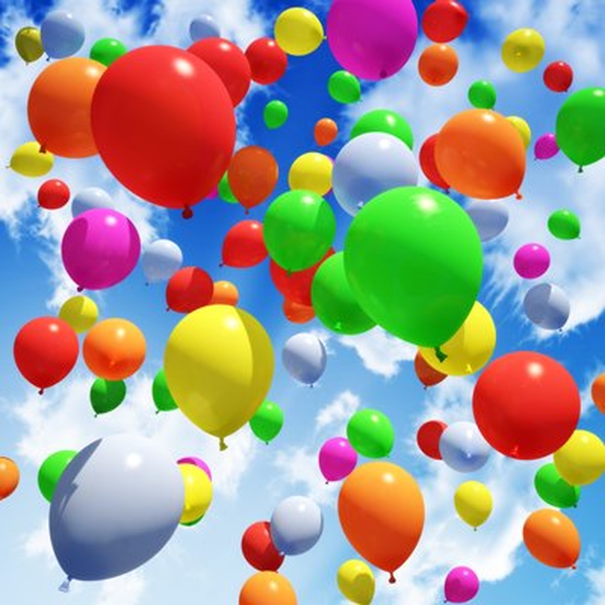 Gökyüzünde Rengârenk Balonlar Kare Kanvas Tablo