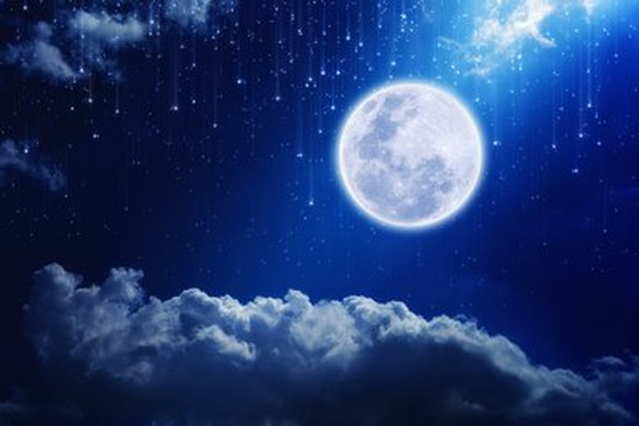 Dolunay ve Gece Bulutları Yatay Kanvas Tablo