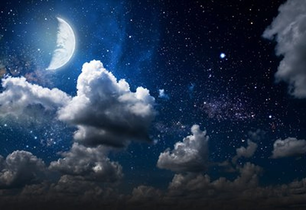 Ay Işığında Bulutlu Gece Yatay Kanvas Tablo