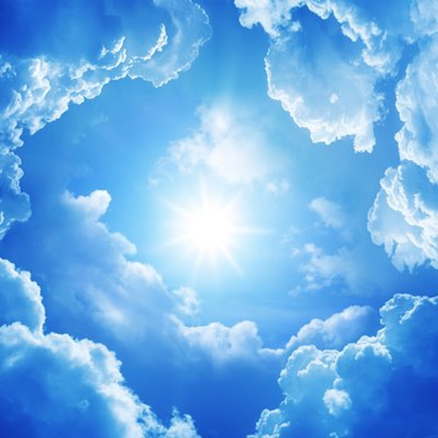 Bulut Girdabı ve Parlak Güneş Kare Kanvas Tablo