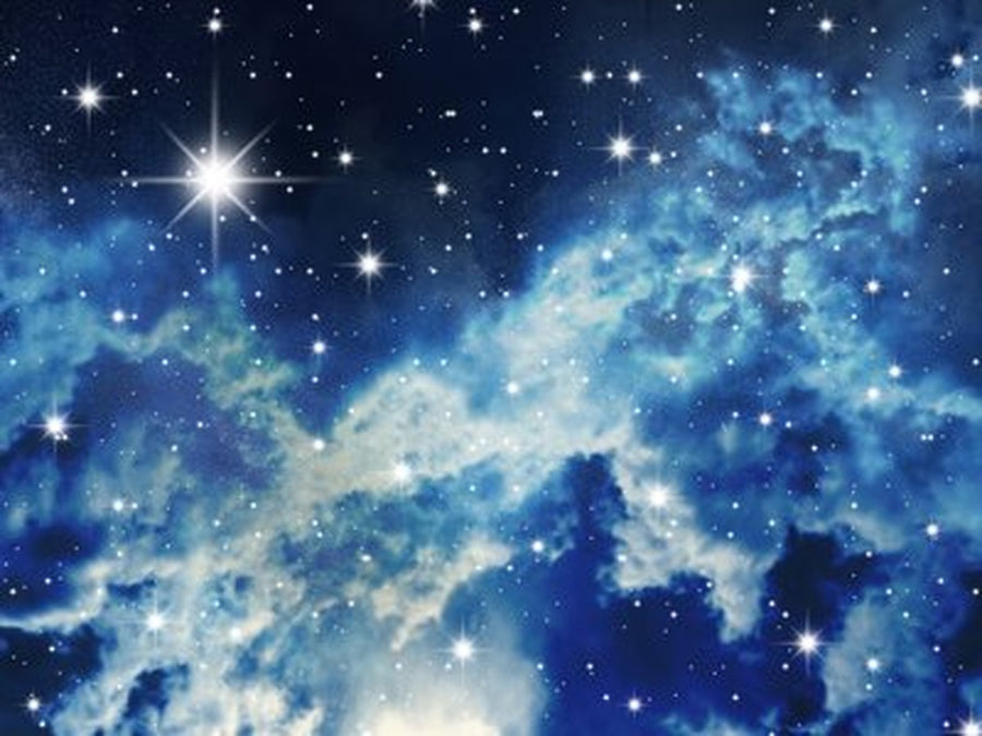 Yıldızlı Mavi Nebula Yatay Kanvas Tablo