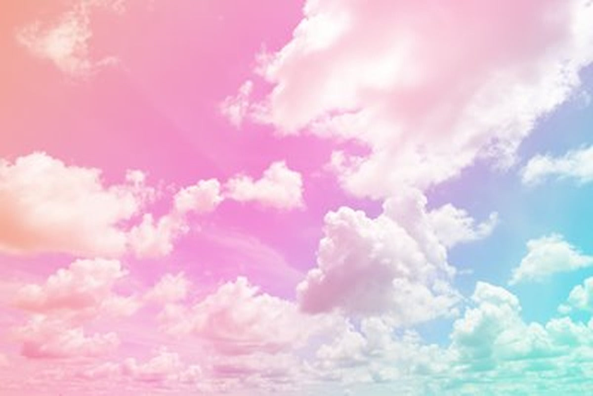 Pembe Turkuaz Pastel Bulutlar Yatay Kanvas Tablo