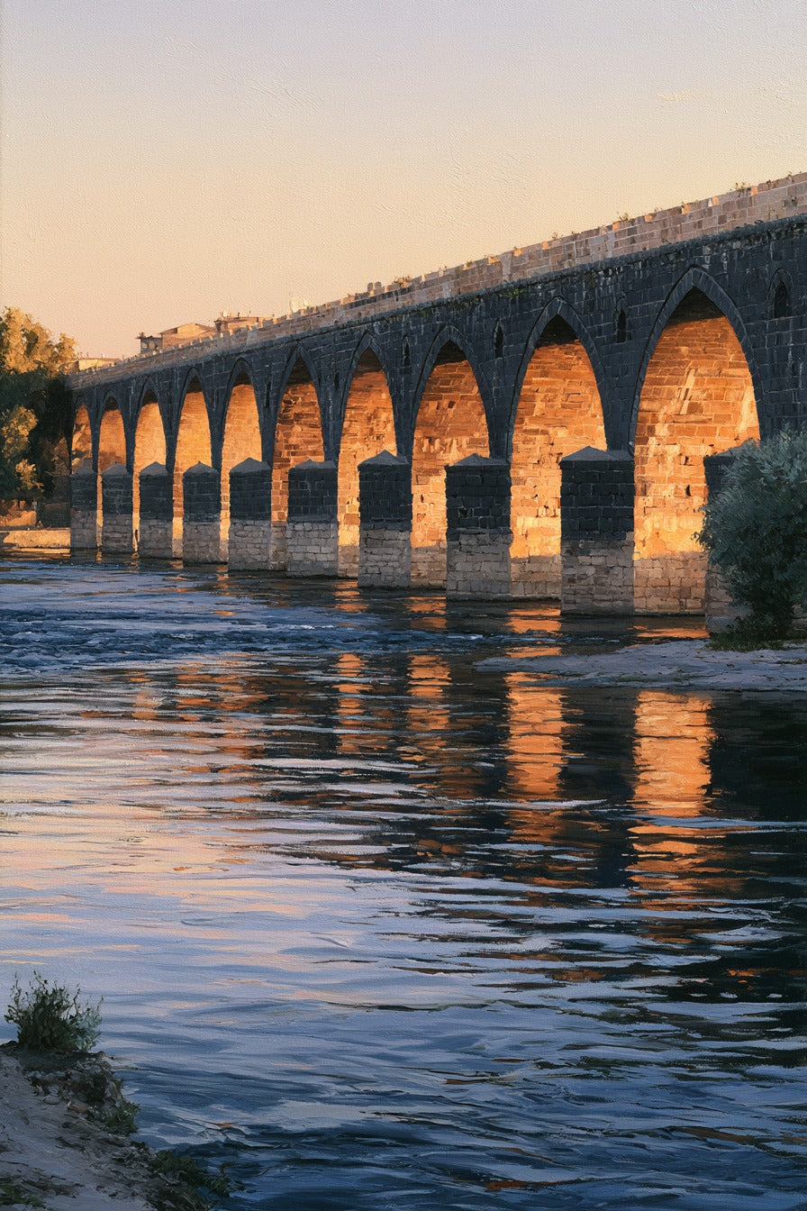 Diyarbakır On Gözlü Köprü Dikey Kanvas Tablo