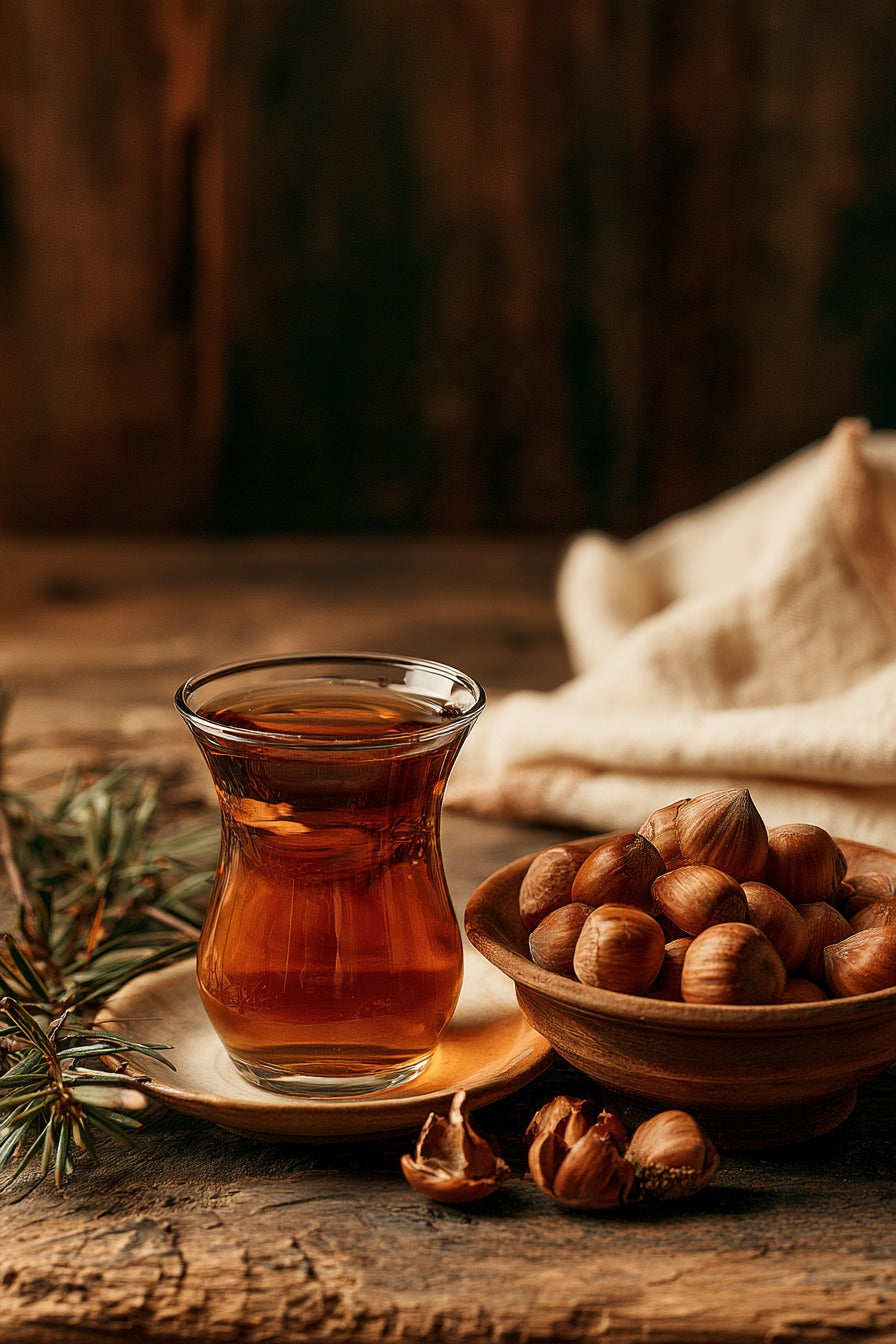 İnce Belli Çay ve Fındık Dikey Kanvas Tablo