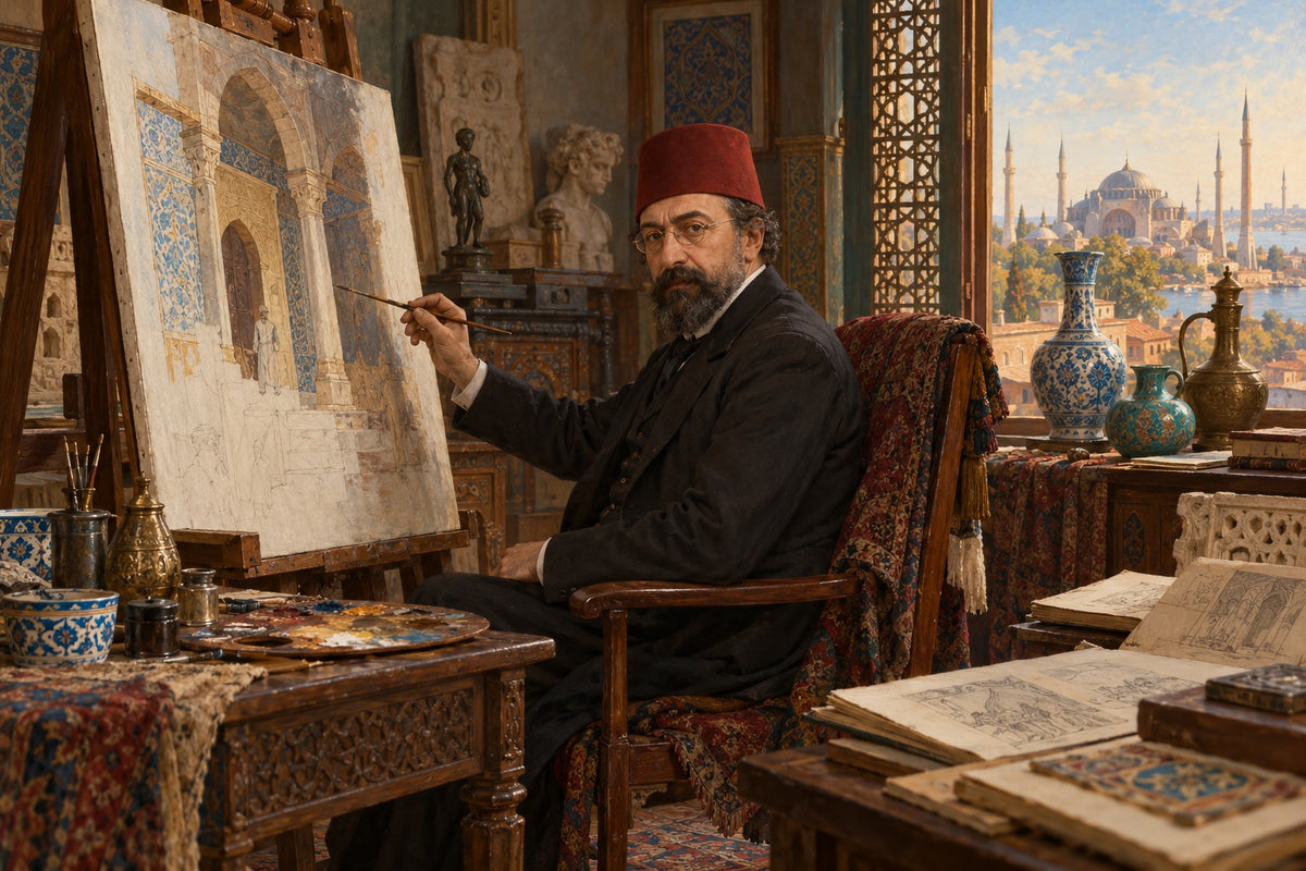 Osman Hamdi Bey Atölyesinde Yatay Kanvas Tablo