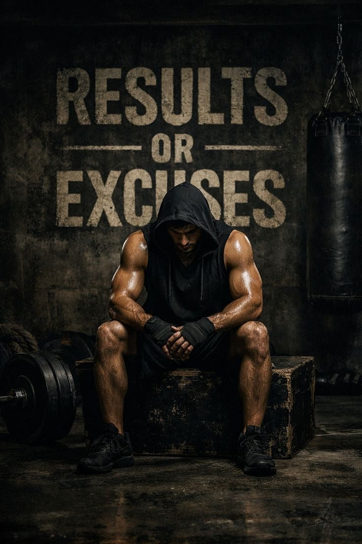 Results or Excuses Motivasyon Dikey Kanvas Tablo